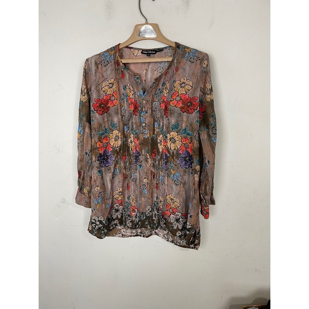 Tolani Collection Womens Shirt Small Boho Country Festival Fall Floral